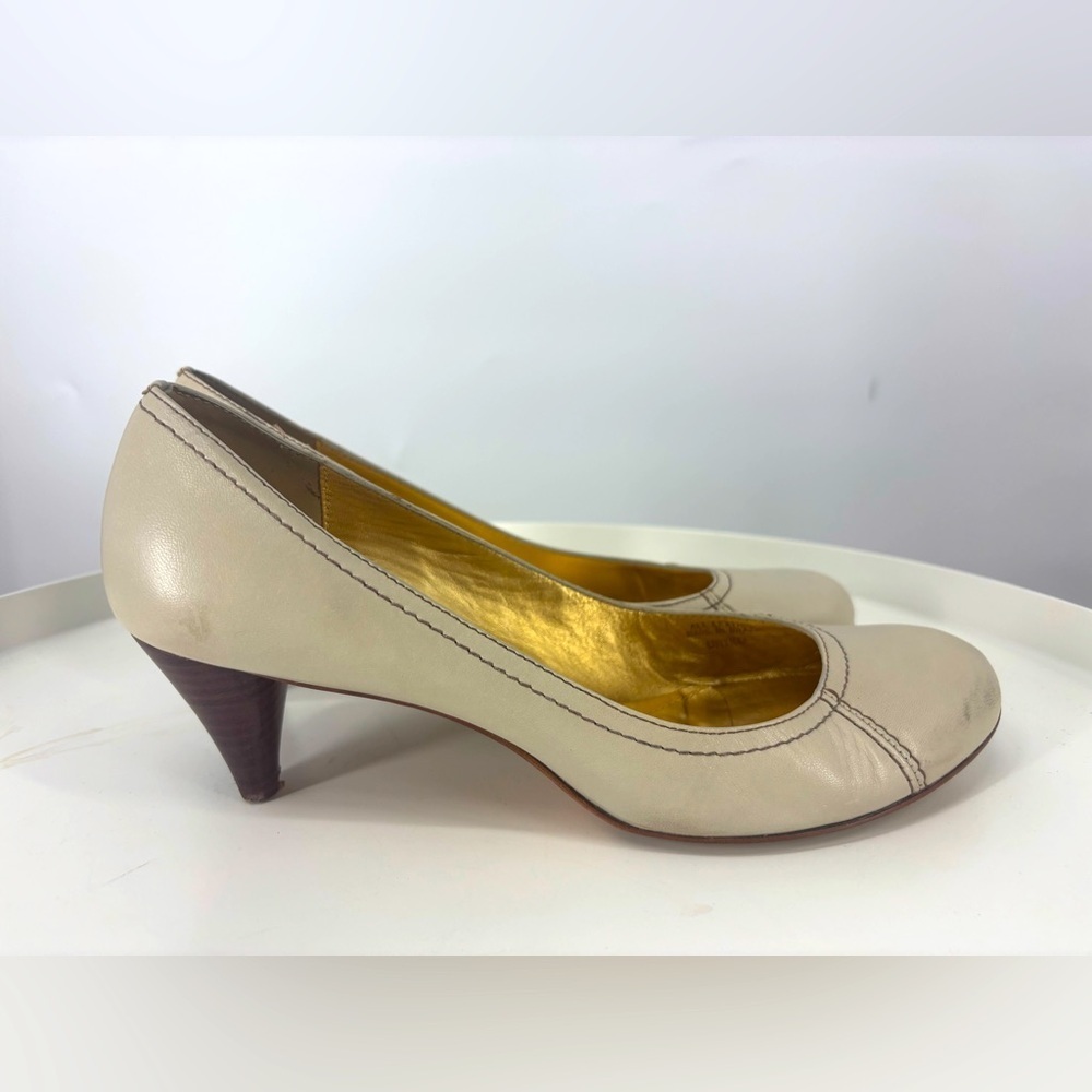 Arturo Chiang Round Toe Vintage‎ Inspired Kitten Heels Cream White 7.5 - Picture 2 of 4